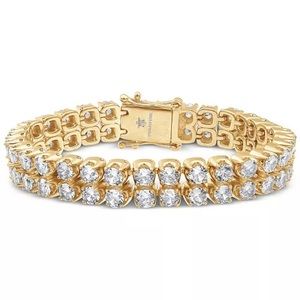 NWT Blackjack Men’s Cubic Zirconia Gold Tone Double Row Tennis Bracelet